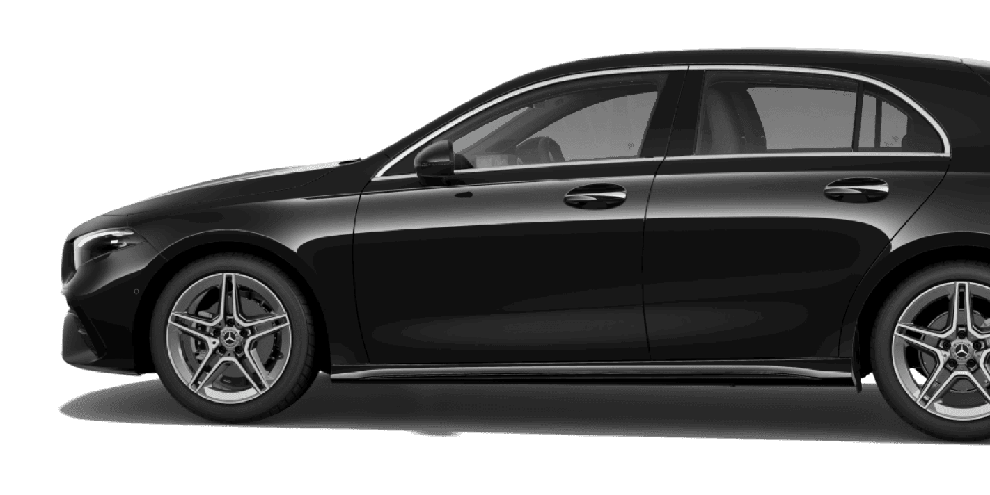 Mercedes Benz clase A 180 color negro disponible en el servicio de alquiler de vehiculos mercedes benz de mobility centro rent a car