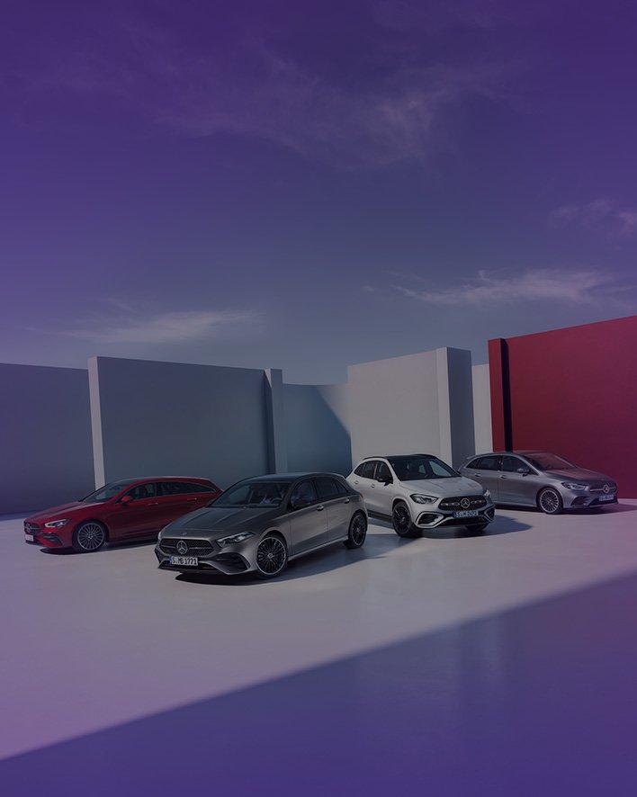 cuatro vehiculos mercedes benz disponibles en el servicio de alquiler de coches mobility centro rent a car
